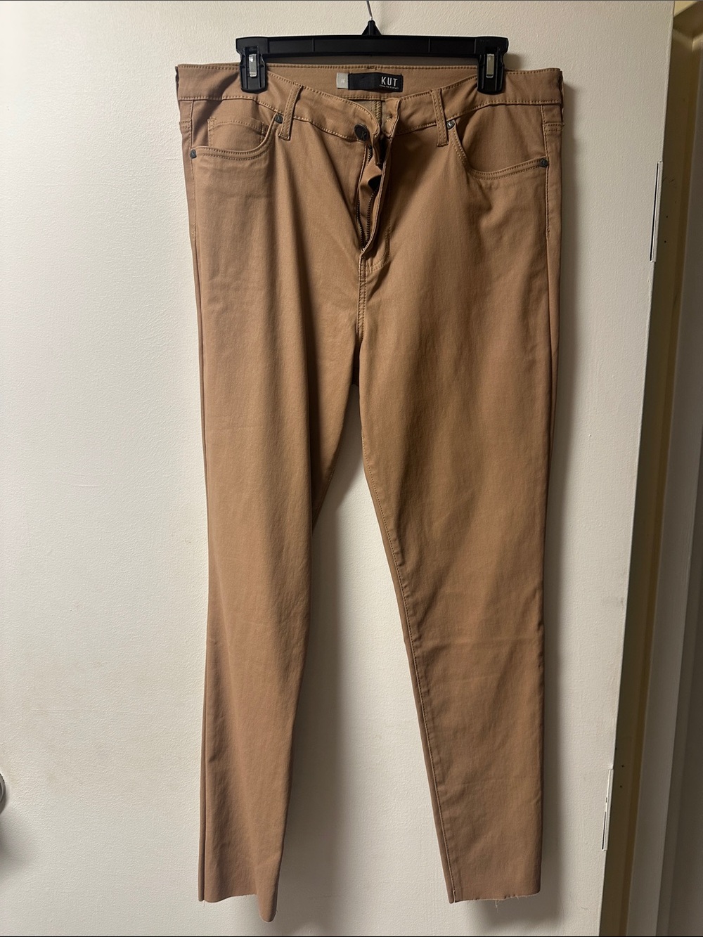 Kut from the Kloth Women’s Slim Stretch Faux Leather Jeans - Camel Brown